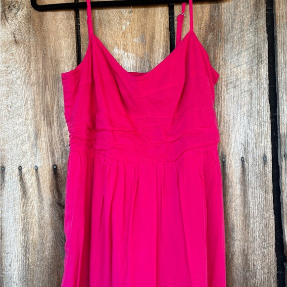 Pink Midi Sundress Medium Cotton Tiered Summer Boho Pockets Adjustable Straps - Picture 3 of 9